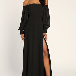 Lulus Feel The Romance Black Off-the-shoulder Maxi Dress - Size XL
